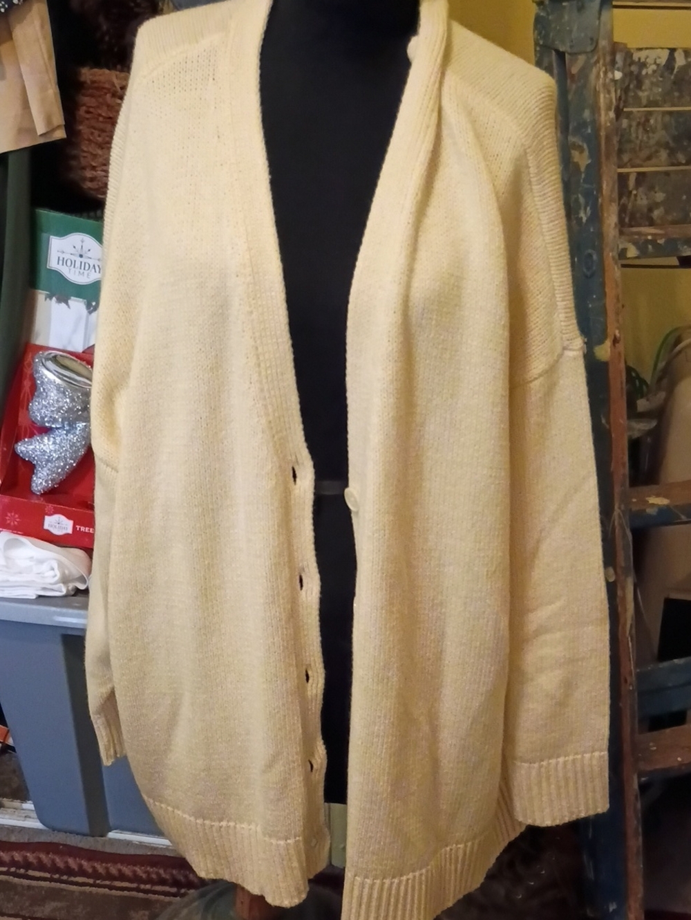 Lane Bryant Cream Open-Front Cardigan Sweater